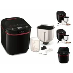 Neu ✔️ MOULINEX - Fun Bread 1kg-Brotmaschine 17 Programme, Farbe Schwarz Und Lila - OW220830 👏